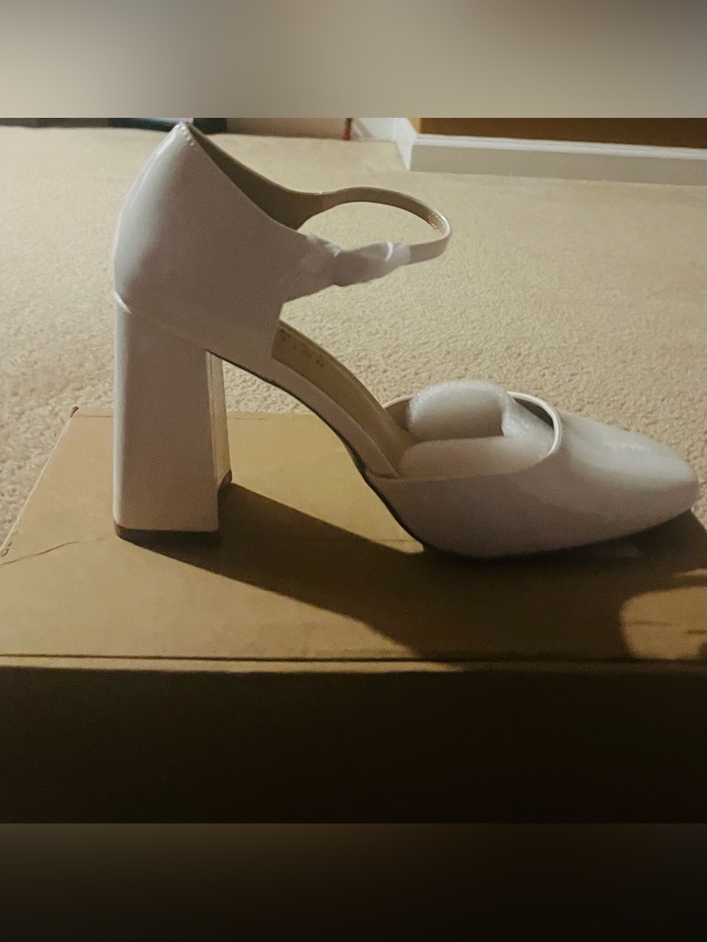 Journee Collection White Block Heel Mary Jane Pump with Ankle Strap